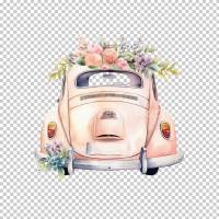Hochzeit Auto Ente - PNG Bilder Bundle, Hochauflösende Aquarell Grafiken, Transparenter Hintergrund Bild 9