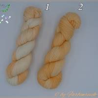 Sockenwolle, handgefärbte Wolle - "Aprikosenträumchen" - 4-fädig - Unikat !! Bild 1