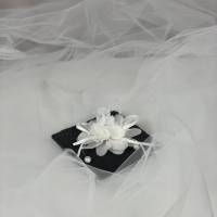 Haarspange, festliches Modell mit Satinblumen und Perlen z.B. für Hochzeit Bild 1