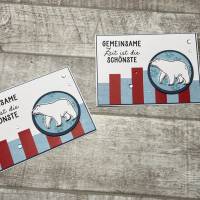Grußkarten / Glückwunschkarten für die Winterzeit, „Gemeinsame Zeit, ist die schönste“, Geburtstagskarte, Eisbär Bild 1
