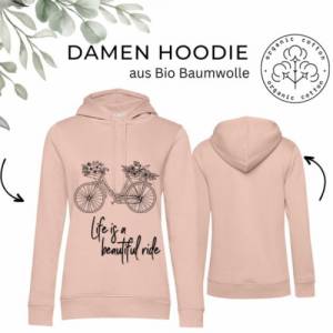 Hoodie Damen- Sweater mit einzigartigen Prints aus Bio Baumwolle ,,Fahrrad'' Bild 1