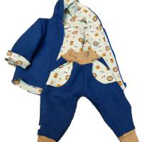 Wollwalkjacke Wendejacke Kapuze und Wollwalkhose Kombi Anzug bestickt Baby Kinder Handmad Bild 1