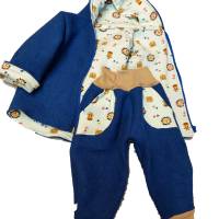 Wollwalkjacke Wendejacke Kapuze und Wollwalkhose Kombi Anzug bestickt Baby Kinder Handmad Bild 2