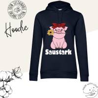 Hoodie Damen- Sweater mit einzigartigen Prints aus Bio Baumwolle ,,Saustark'' Bild 1