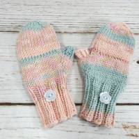 Fingerlose Handschuhe mit Klappe Rosa und Weiß für Kleinkinder Bild 4