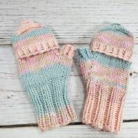 Fingerlose Handschuhe mit Klappe Rosa und Weiß für Kleinkinder Bild 5