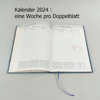 Kalender 2024, Jeans, DIN A5, Buchkalender, Wochenübersicht Bild 6
