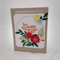Geburtstagskarte mit Filzblumen und Umschlag Bild 1