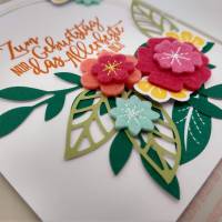 Geburtstagskarte mit Filzblumen und Umschlag Bild 2