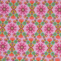 ♕ Alpenfleece Stoff rosa mit Blumen Ornamente 50 x 155 cm Kuschelsweat  ♕ Bild 3