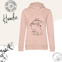 Hoodie Damen- Sweater mit einzigartigen Prints aus Bio Baumwolle ,,niedeliches Nilpferd'' Bild 1