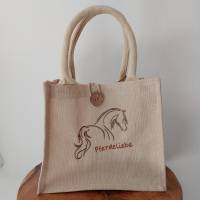 Jutetasche "Pferdeliebe" - Tasche für Kleinigkeiten ; Geschenk ; Verpackung ; Nachhaltig Bild 1