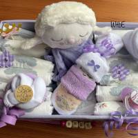 Windeltorte mit Schaf Schmusetuch, für Mädchen, auch mit Name personalisiert Bild 5