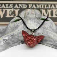 Halskette mit Sphynx Katze Anhänger aus Keramik, Gothic Schmuck, okkulte Halsschmuck Bild 5