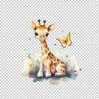 Süße Baby Giraffen - PNG Bilder Bundle, Hochauflösende Aquarell Grafiken, Transparenter Hintergrund Bild 4
