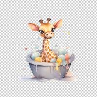 Süße Baby Giraffen - PNG Bilder Bundle, Hochauflösende Aquarell Grafiken, Transparenter Hintergrund Bild 8