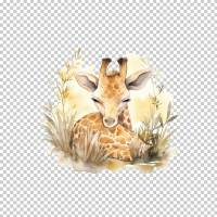 Süße Baby Giraffen - PNG Bilder Bundle, Hochauflösende Aquarell Grafiken, Transparenter Hintergrund Bild 9