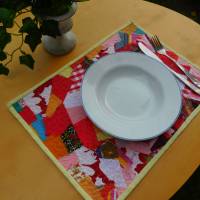 buntes Tischset Patchwork , Tischläufer orange , Platzmatte bunt Bild 4
