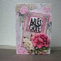 Geburtstagskarte für eine Frau mit rosafarbenen Blumen Bild 1