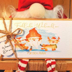 Personalisierte Gutschein / Konzertkarten Verpackung zu Weihnachten | Weihnachtskarte mit Namen als Geldgeschenk | Wunsc Bild 1