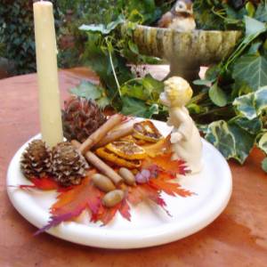 Engel Kerze Teller Kerzenhalter Kerzenständer Weihnachtsteller Kerzenleuchter Antik Cottage Landhaus Weihnachten Bild 2