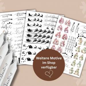 PDF Vorlage Rentierliebe Kerzentattoo | Kerzensticker Adventslicht Rentierschlitten | Wunscherfüller Winterzauber | Wüns Bild 4