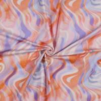 ♕ lila-orange Jersey Marble Waves Wellen 50 x 150 cm Nähen Elastisch ♕ Bild 3