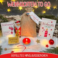 Weihnachten to go - Nikolaussäckchen gefüllt mit Kleinigkeiten - Weihnachtsgeschenk, Mitbringsel, Wichtelgeschenk, Nikol Bild 1