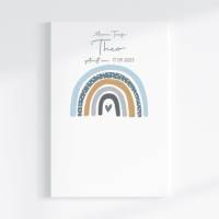 Fingerabdruck Gästebuch auf Keilrahmen personalisiert "Regenbogen Punkte" Leinwand Bild 2