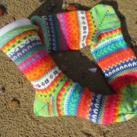 Bunte Socken Gr. 39/40 - gestrickte Socken in nordischen Fair Isle Mustern Bild 1