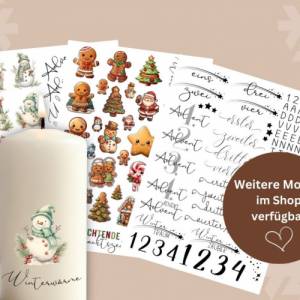 PDF Vorlage Wintergrüße Kerzentattoo für Stumpenkerzen | Weihnachten Kerzensticker Adventslicht | Winterzauber DIY Nikol Bild 5