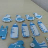 15 St. Mini - Baby Strampler u.a.Streuteile  Taufe in blau , zum Basteln - Entwerfe dein Geschenk selbst Bild 3
