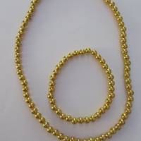 Halskette und Perlenarmband gold Bild 5