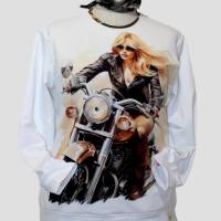 Damen Sweatshirt/Hoodi Motorrad Fan Weiß Bild 1