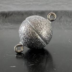 Magnet Verschluss, kugelförmig, silber Glitzer, verschiedene Größen Bild 2