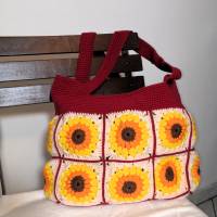 Granny-Square-Tasche mit Baumwollgarn gehäkelt, trendige Tasche, Granny-Square-Bag Bild 6