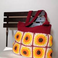 Granny-Square-Tasche mit Baumwollgarn gehäkelt, trendige Tasche, Granny-Square-Bag Bild 7