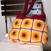 Granny-Square-Tasche mit Baumwollgarn gehäkelt, trendige Tasche, Granny-Square-Bag Bild 8