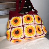 Granny-Square-Tasche mit Baumwollgarn gehäkelt, trendige Tasche, Granny-Square-Bag Bild 9