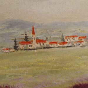 Ölbild Ölgemälde  Gemälde Landschaftsbild Dorf Cottage Landhaus Bild 3