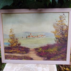 Ölbild Ölgemälde  Gemälde Landschaftsbild Dorf Cottage Landhaus Bild 6