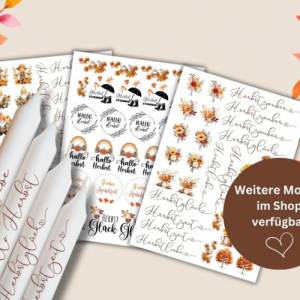 PDF Herbstzwerg Vorlage Kerzentattoo | Kerzensticker Herbstzauber Herbstzeit | DIY Herbstbilder und Schriftzüge Bild 4