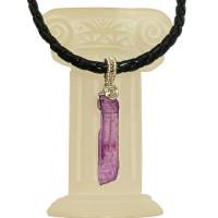 Kristall Anhänger lila am Kunstlederband Quarz in wirework silberfarben handgemacht Halsband Bild 6