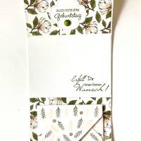 Glückwunschkarte Geldkarte Gutscheinkarte Geburtstagskarte Blumen Handarbeit Bild 2