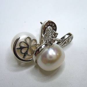 925 Silber Ohrstecker mit echten Perlen White Swan Bild 2