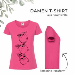 Tshirt Damen - Shirt Damen mit einzigartigen Prints aus Baumwolle ,,Niedliche Vögel'' Bild 1
