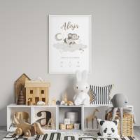 Baby Poster *Aquarell Elefant* personalisiert • Geschenk zur Geburt oder Taufe • Wanddeko für Kinderzimmer Bild 3