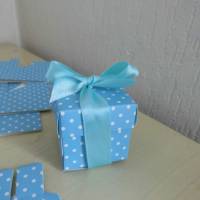 5 St. Mini - Geschenkbox zum zusammen falten -  Taufe in blau , zum Basteln - Entwerfe dein Geschenk selbst Bild 1