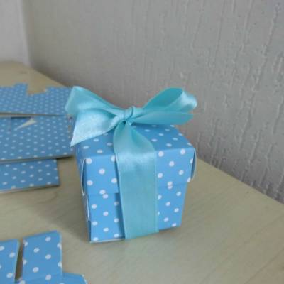 5 St. Mini - Geschenkbox zum zusammen falten -  Taufe in blau , zum Basteln - Entwerfe dein Geschenk selbst