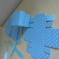 5 St. Mini - Geschenkbox zum zusammen falten -  Taufe in blau , zum Basteln - Entwerfe dein Geschenk selbst Bild 2